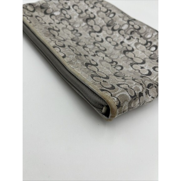 Coach Silver Gray Signature Makeup Bag Cosmetic Case - Picture 4 of 6